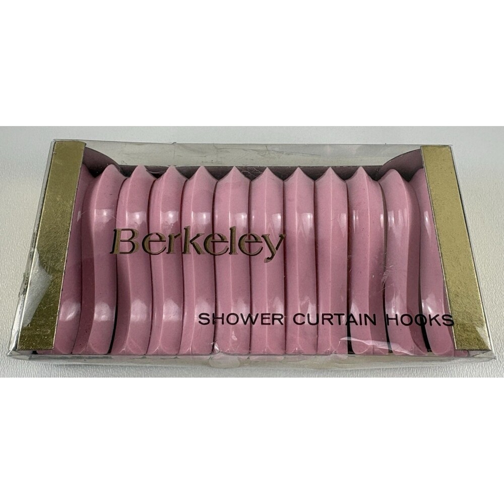 VTG Berkeley Pink Shower Curtain Hooks NOS Set of 12 Plastic Retro Bathroom NIP